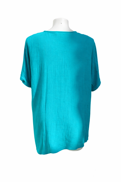 Taking Shape Plus Size 20 Jade Green Cotton Top Relaxed Fit Short Sleeve As New
