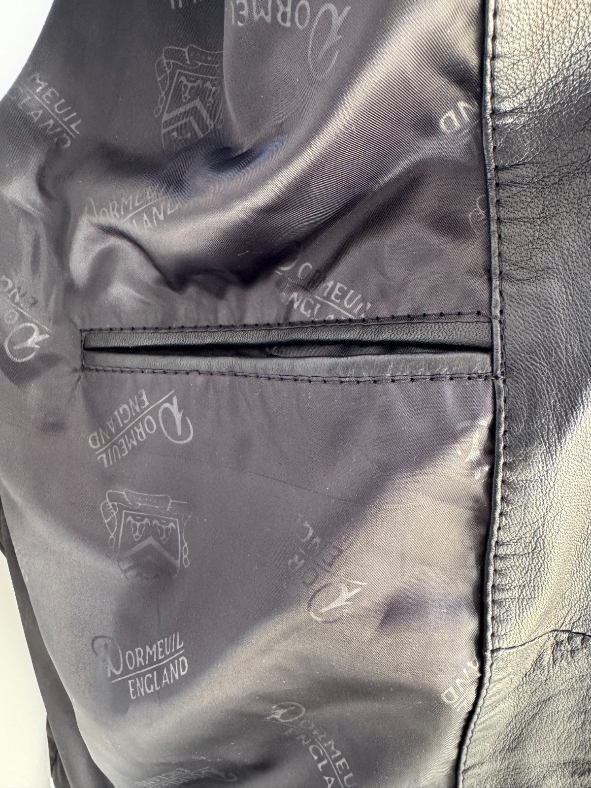 Vintage Dormeuil England Black Leather Studded Collar Jacket Women Rock Chic