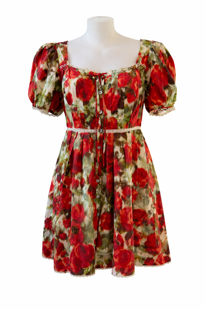 City Chic Avie Dress Floral Rose Print Puff Sleeve Dress Plus Size L 20 as New