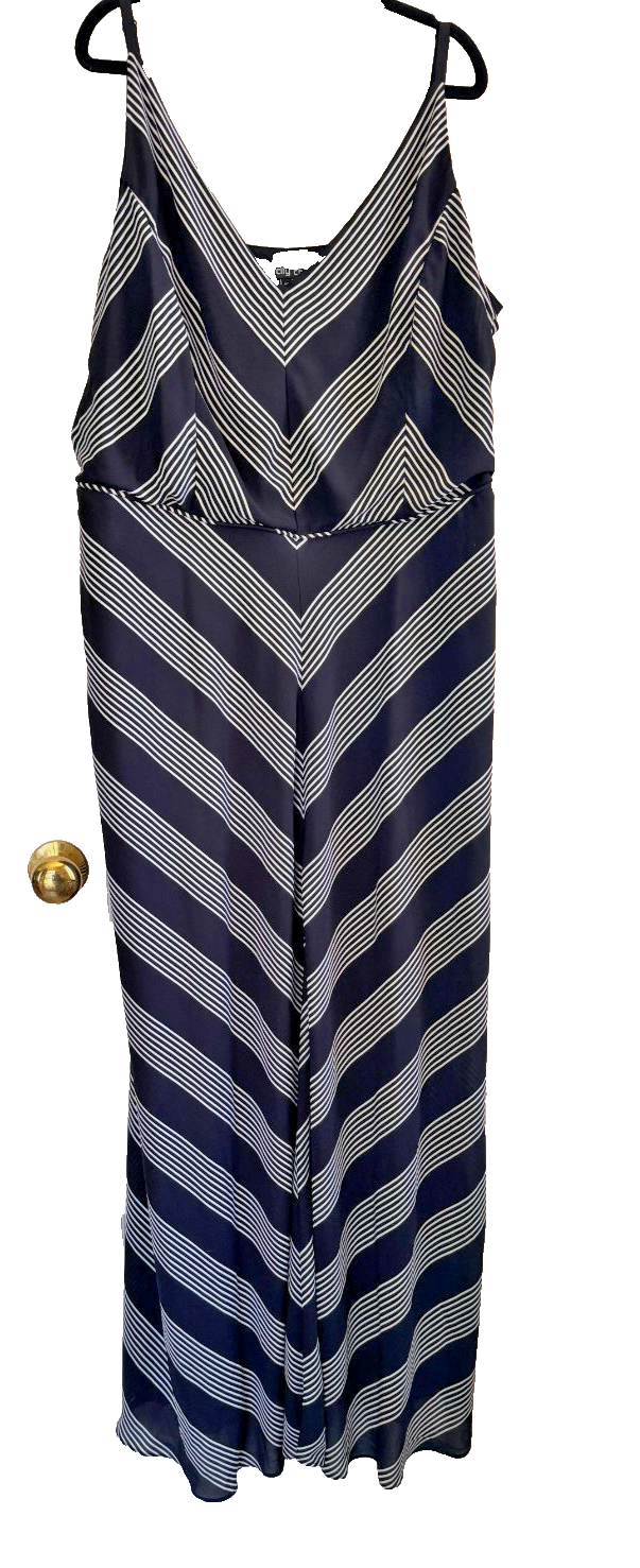 City Chic Stripe Maxi Dress Black/White Plus Size XL 22 New RRP $159 as New