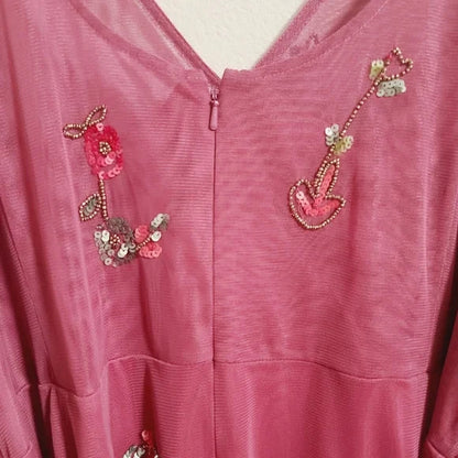 Monsoon London Sabrina Embellished Midi Dress Pink Beaded New with Tags RRP $270