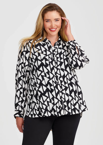 Taking Shape Natural Aztec Print Shirt Black & White RRP $140 New with Tags 12