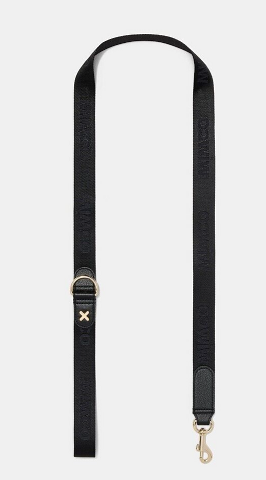 Mimco Pooch/Dog Lead Black 120cm Leather & Webbing Genuine New RRP $99.95