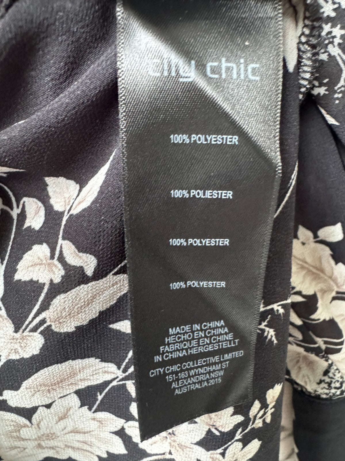 City Chic Black Floral Blouse Size S (16) Sheer Tie Neck Top Long Sleeve As New