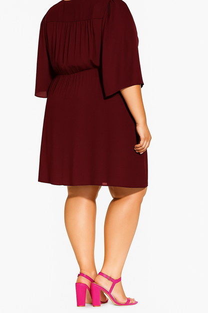 🌹 City Chic Women’s Jolie Wrap Dress – Wine – Size S Plus 16 RRP: $120 NEW