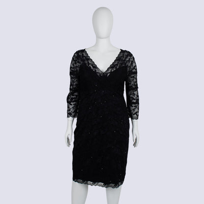 🖤Grace Hill Black Lace Dress Size 20 Sequin Detail 3/4 Sleeve Fully Lined🖤New