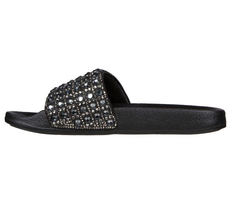 Skechers Cali Everyday Glam Black diamanté Slides US 10 New without Box RRP $80
