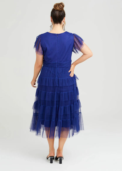 Taking Shape Cassandra Ruffle Mesh Formal Dress light Blue Plus Size 20 RRP $250