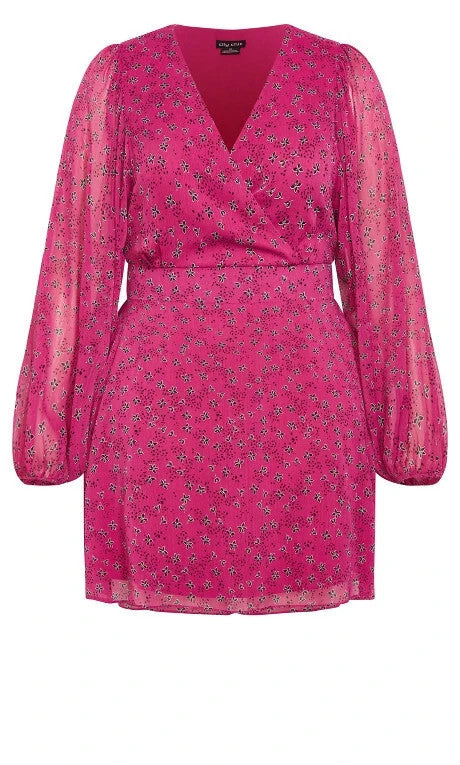 City Chic Ladies Jenna Long Sleeve Dress size L 20  Colour Sangria RRP $140