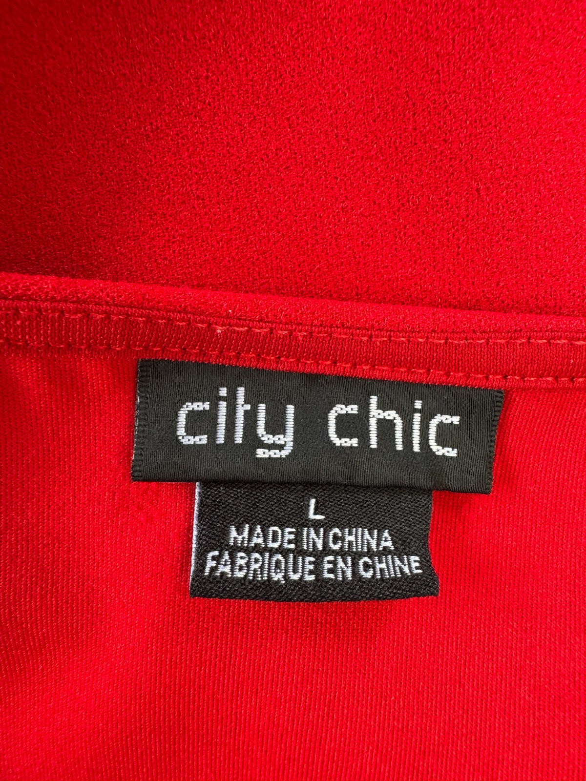 City Chic Plus Size Red Dress – Size L (Approx AU 20) – Puff Sleeve – Stretch