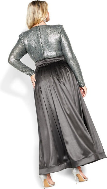 CITY CHIC Rosalie Luxe Maxi Sequin S/Split Dress Plus Sz XL/22 🖤 RRP $499.95 🖤