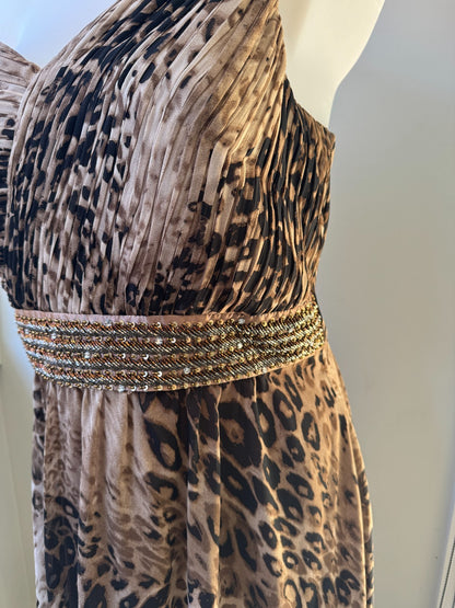 City Chic 🌟 Leopard One Shoulder Dress Beaded Waist Detail Plus Size L 20