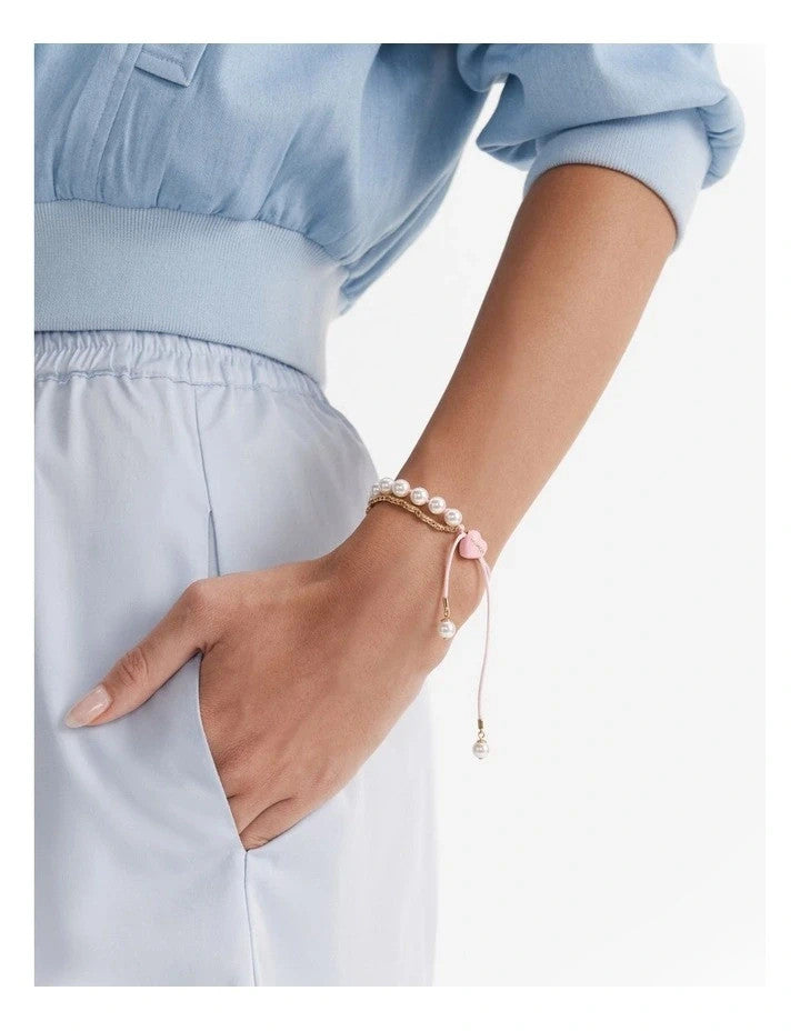 Mimco NEW Heart Beat Pearl Bracelet Pink 🖤🖤🖤 Genuine RRP $59.95
