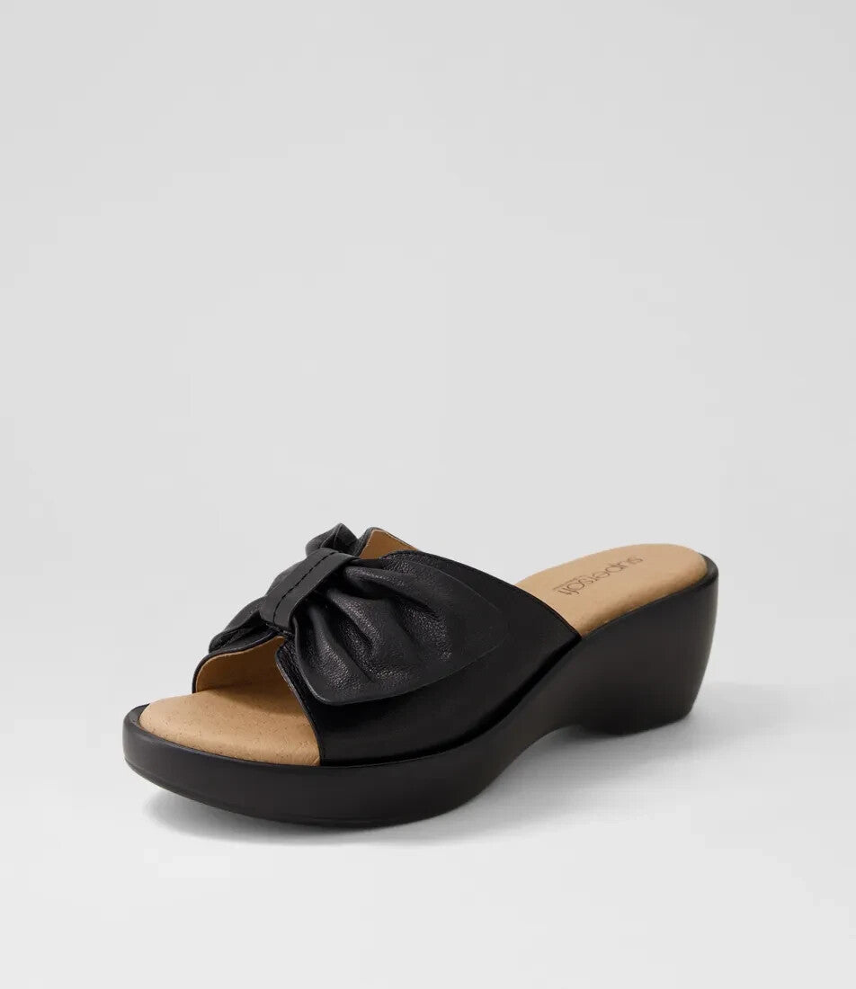 Diana Ferrari Supersoft Blessed Black Leather Slides 40C US 10 RRP $150