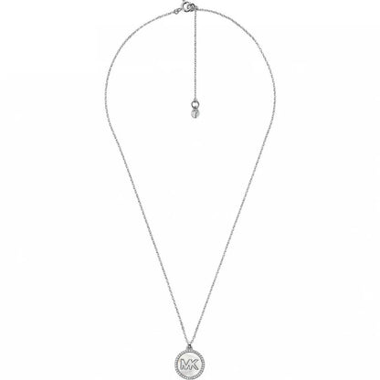 Michael Kors MK Pavé and Mother-of-Pearl Logo Pendant Necklace Gen New RRP $325
