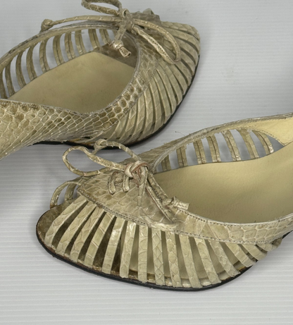Lucalsax Beige Snakeskin slip on Vintage 60s 70s  RARE FIND, size 8.5 Leather