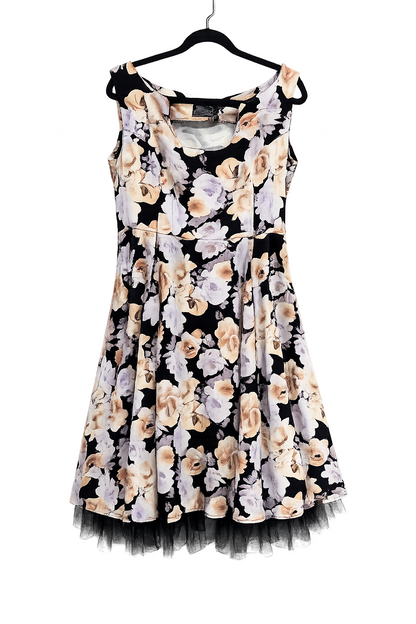 ❤️ Hearts & Roses London Vert Shadow Floral Dress Retro 50s Plus Size 20-22 ❤️
