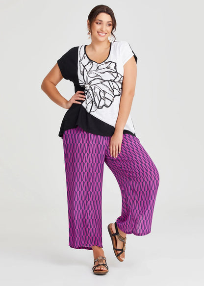 Taking Shape Geo Natural Wide Pant in Purple Print SIZE 18 NEW RRP $130