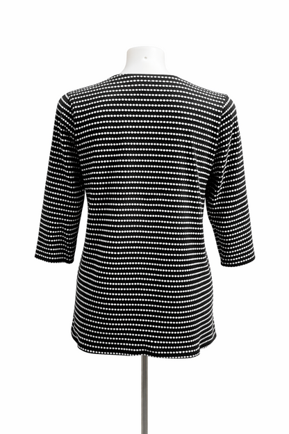 Taking Shape Plus Size 16 Black & White Cotton Top Relaxed Fit 3/4 Sleeve As New