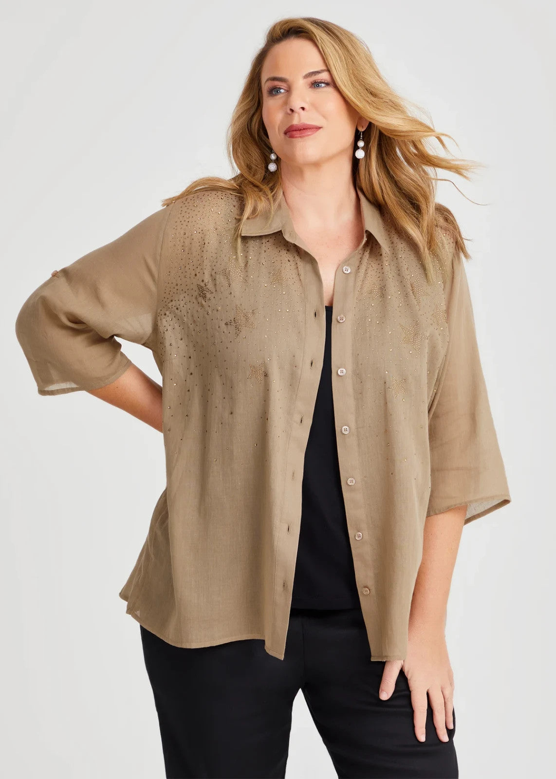 💖 Taking Shape Natural Constellation Shirt in Cinnamon Plus Size 24 RRP $160 💖