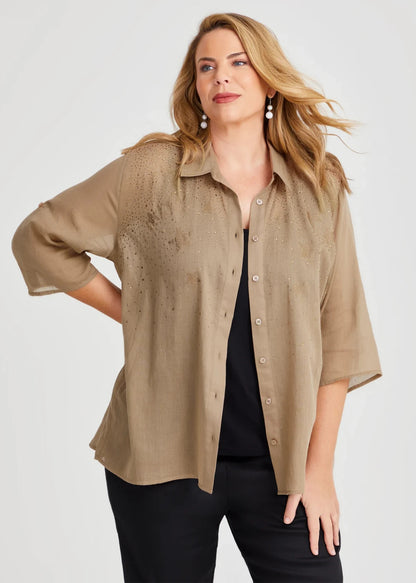 💖 Taking Shape Natural Constellation Shirt in Cinnamon Plus Size 24 RRP $160 💖
