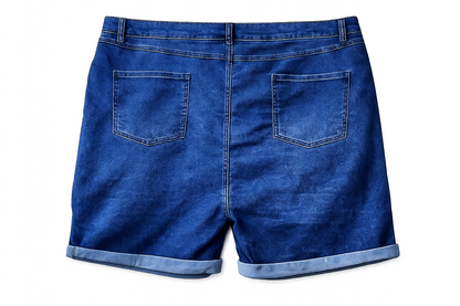 BeMe Mid Wash Denim Shorts ROLL HEM with Cuffs Size 26 NEW RRP $79.99 Stretch