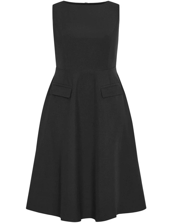 City Chic Dynamic Skater Midi Dress - Black Plus size L 20 New RRP $150 Stunning