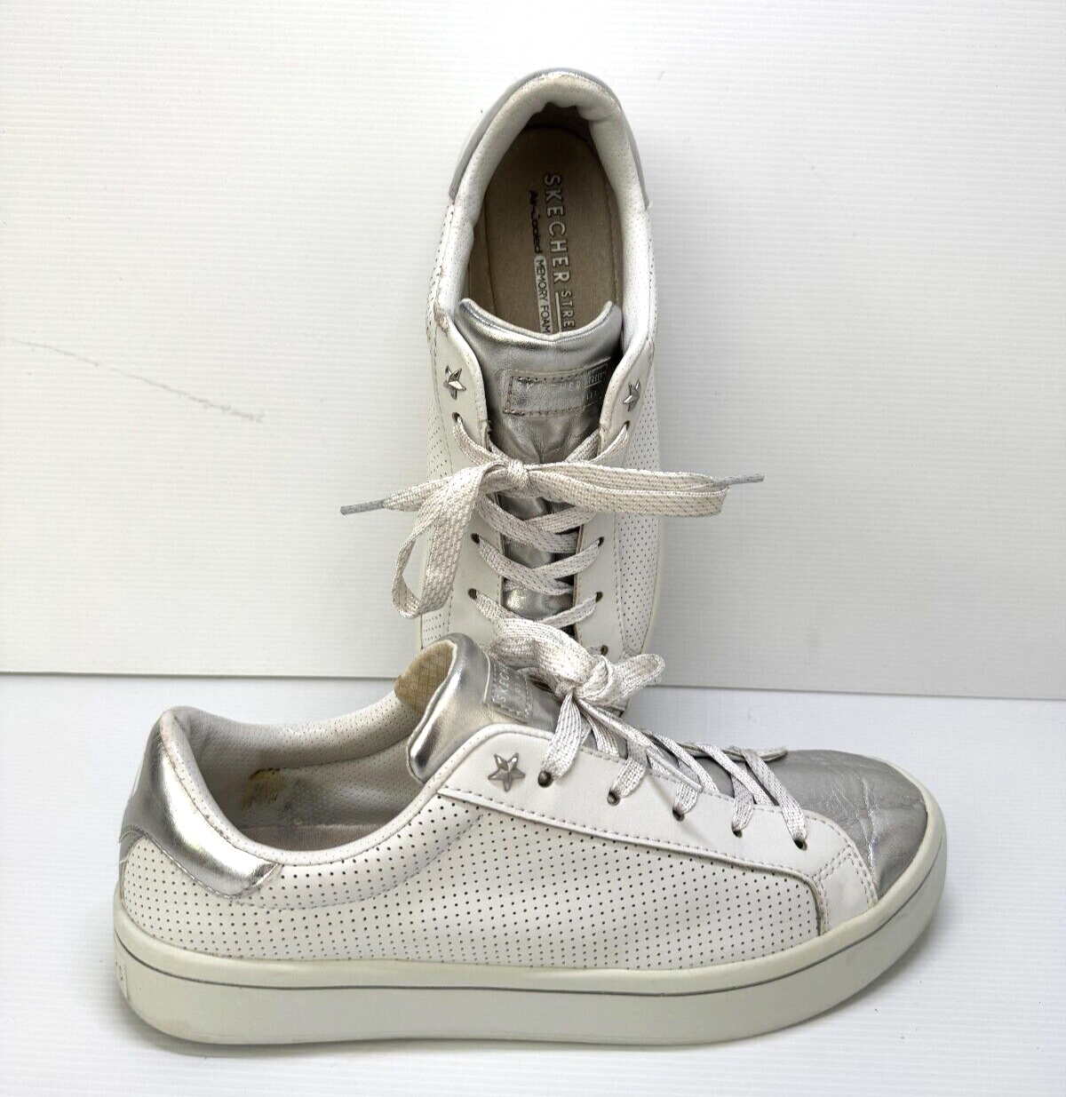Skechers Hi-Lite - Silver/White Leather Sneaker