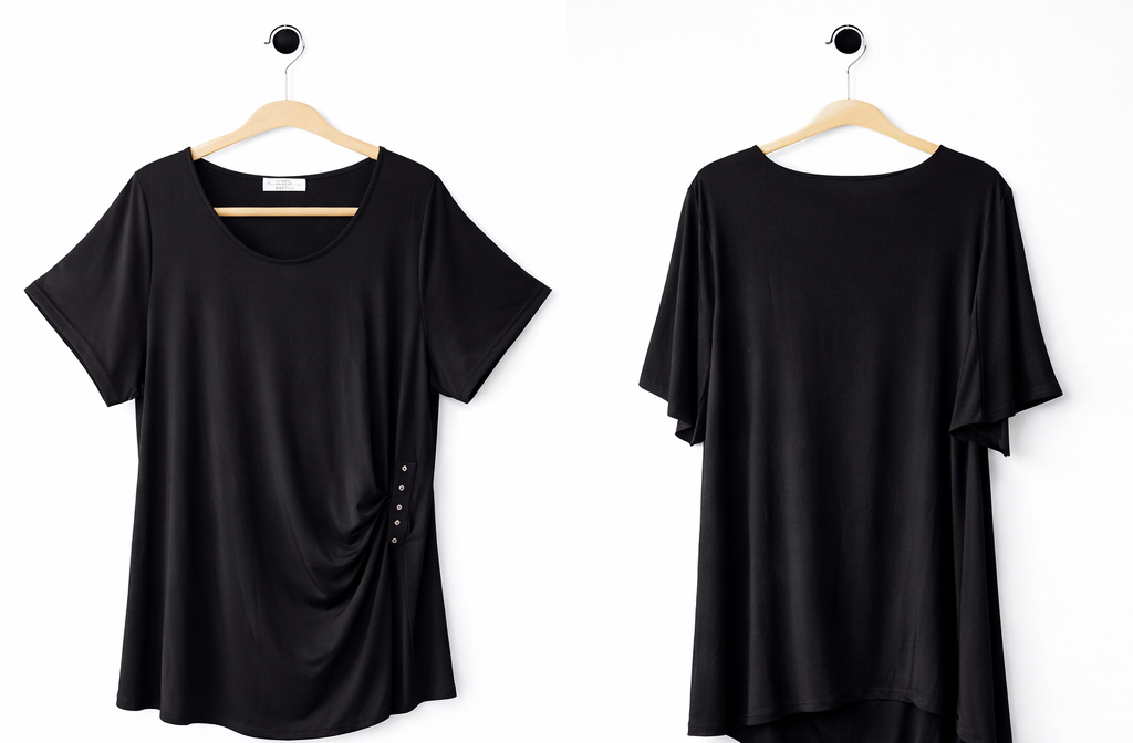🖤 Taking Shape Top Plus Size XL (22-24) Black Drape Rinestone Detail NWT 🖤
