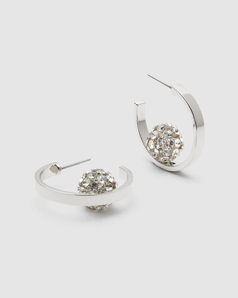 Mimco New Genuine Carnaby Hoop Silver Stud Earrings + Dust Bag RRP $89.90