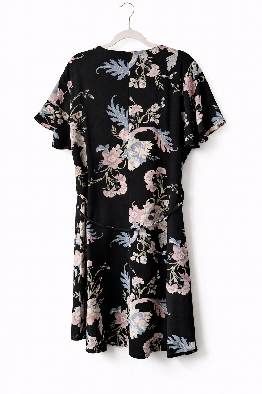 ✨ City Chic Zip Front Dress – Plus Size S 16 Black Floral | Belted | Pockets ✨