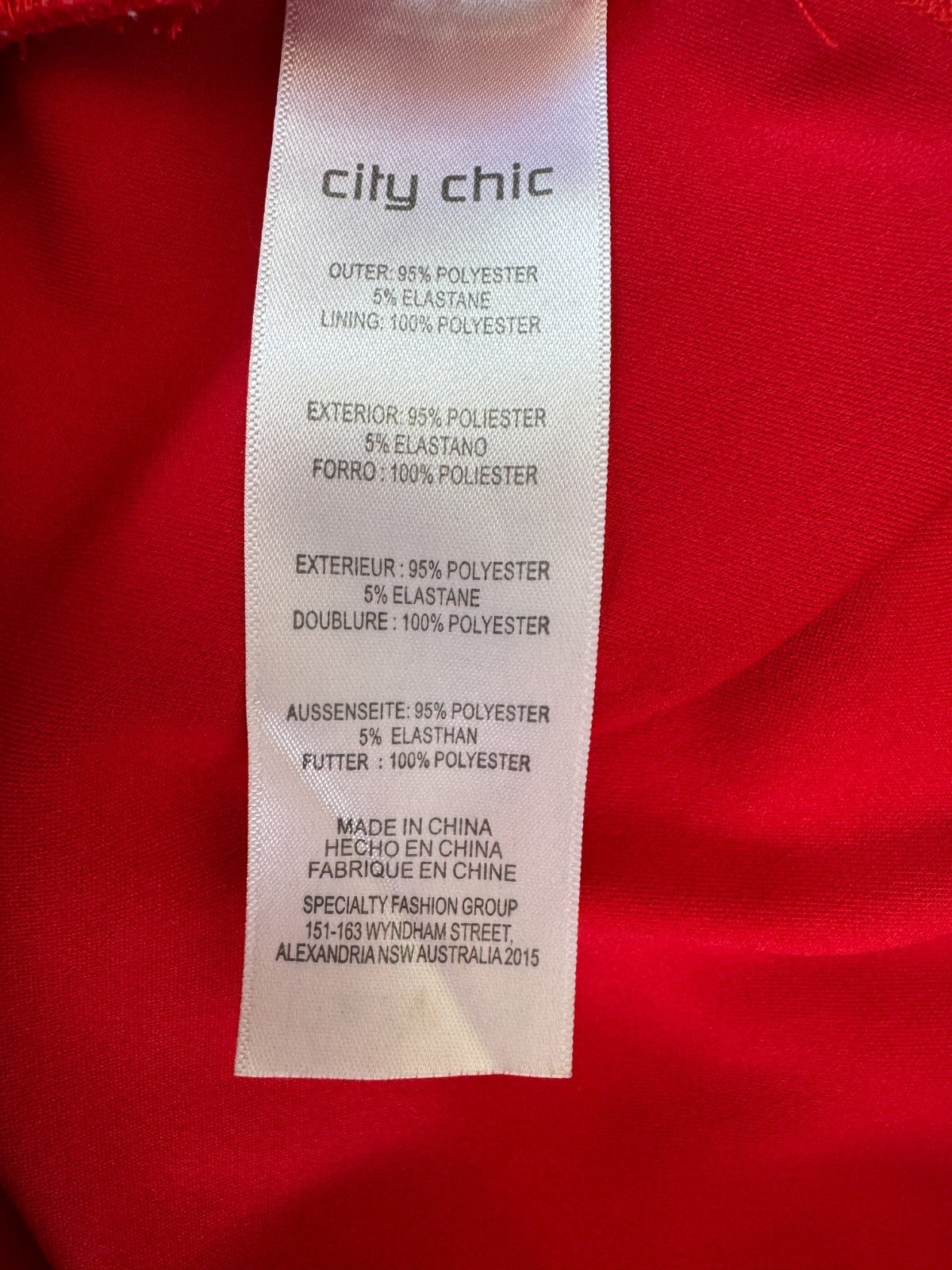 City Chic Plus Size Red Dress – Size L (Approx AU 20) – Puff Sleeve – Stretch