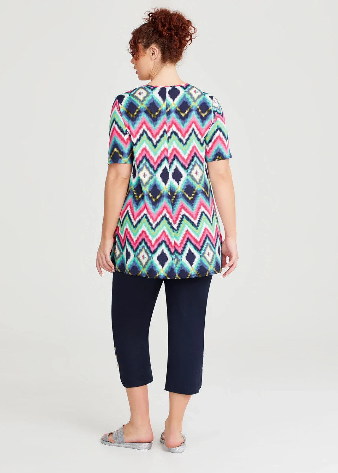 Taking Shape TS Multicoloured V Neck Tunic Top Plus Size 14 New RRP $120