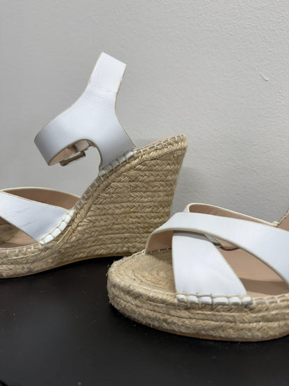MIMCO Leather Flatform Wedge Heels Sandals - White - EU 40 / AU 9