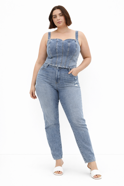 City Chic Denim Dreams Corset - mid denim -Plus size 20 New RRP $100 Must Have