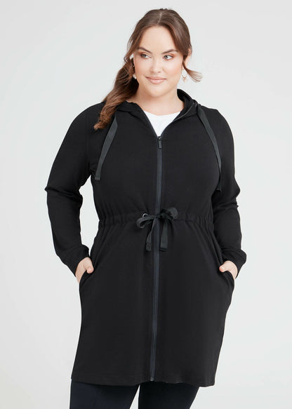Taking Shape Bamboo Ponte Hooded Long Jacket PLUS SIZE S (14-16) New RRP $170