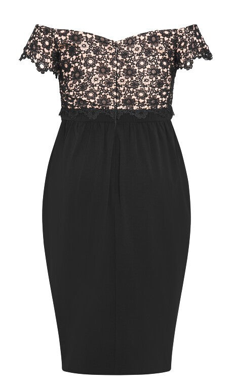 City Chic Lace Glamour Midi Dress - black as New - Plus Size 16 -  RRP $200