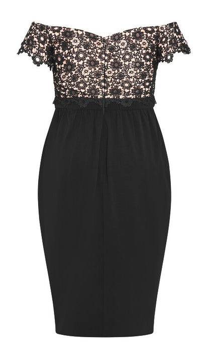 City Chic Lace Glamour Midi Dress - black as New - Plus Size 16 -  RRP $200