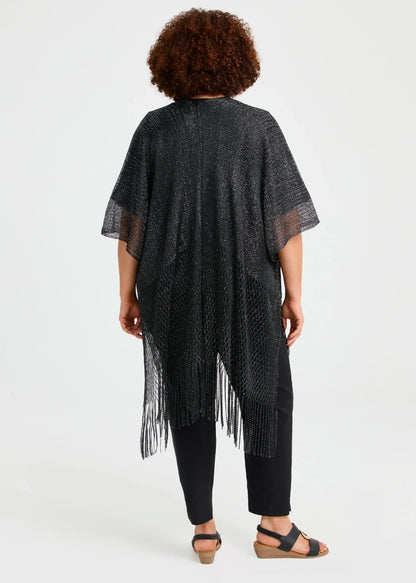 Taking Shape Stunning Shiny Metallic Cape with Fringe RRP $70 🖤One Size 16-24🖤