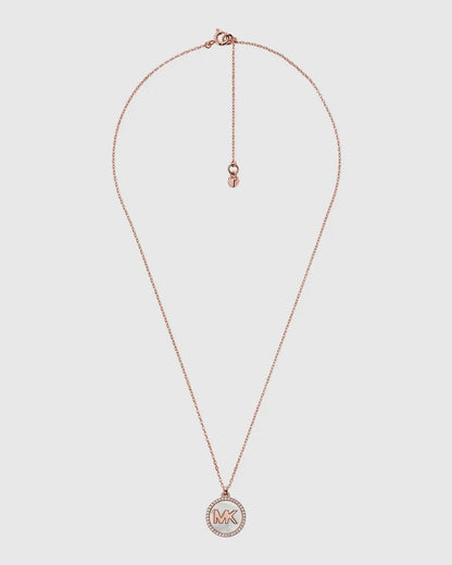 Michael Kors MK Pavé and Mother-of-Pearl Rose Gold Pendant Necklace New RRP $325