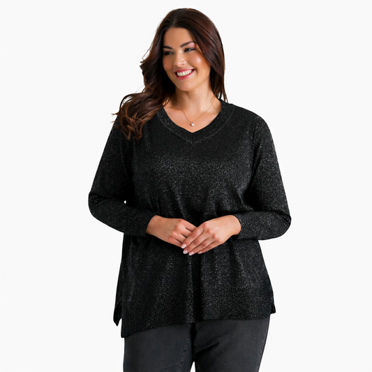 BEME Lurex Long Sleeve Knit Top Plus Size 18 (M) Black New RRP $95 🌟 Stunning🌟