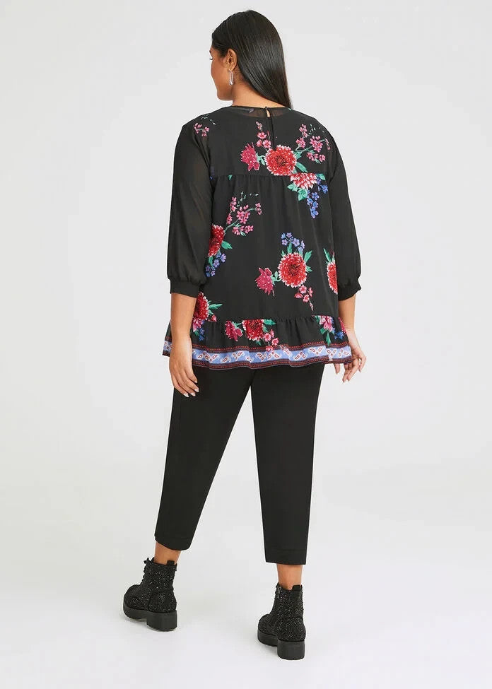 TAKING SHAPE Romance In Red Semi sheer Chiffon top Plus Size 12  ❤️ RRP $130 ❤️