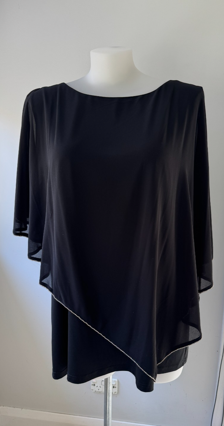 Taking Shape Plus Size Diamanté Chiffon Overlay Top XL 22–24 Black Evening Top