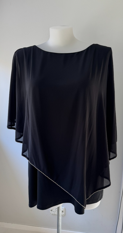 Taking Shape Plus Size Diamanté Chiffon Overlay Top XL 22–24 Black Evening Top
