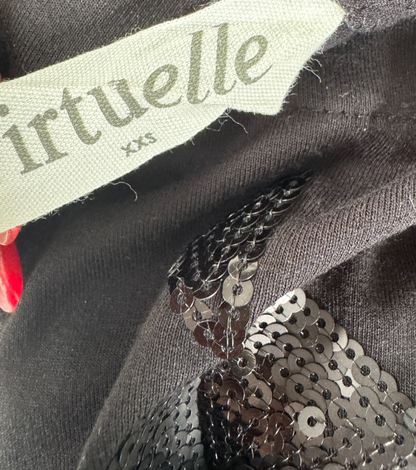 Taking Shape Embellished Sequin T-shirt in Black Plus Size XXS 12-14🖤Stunning🖤