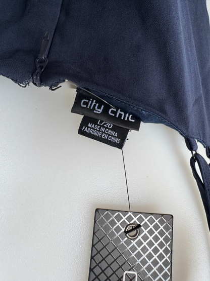 City Chic Navy Jumpsuit with Skirt Overlay Wide Leg Plus Size 20 New 🖤 RRP $150