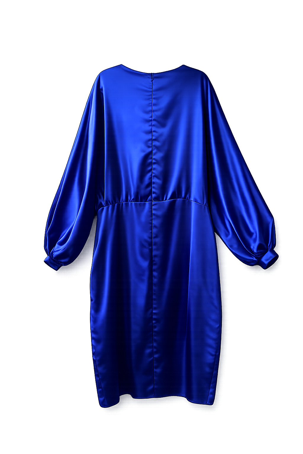 Flounce London Blue Satin Draped Mini Dress | 24 | V-Neck Wrap Style New