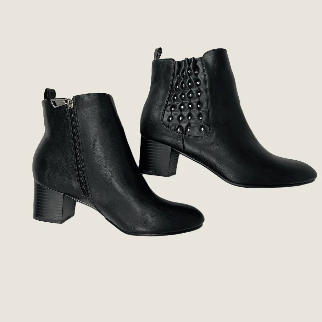 City Chic Joelle Ankle Boots Black EU 41 AS/US 10 - 8cm Block Heel 🖤 New 🖤
