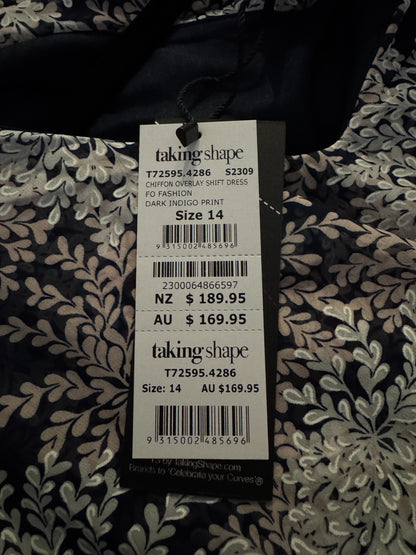 TS Taking Shape Event Wear Dress Size 14 Plus Chiffon Overlay Style NWT RRP$180