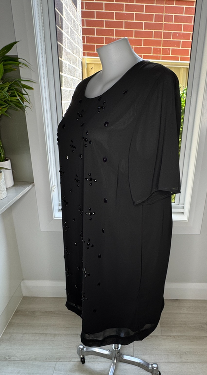 MySize Black Beaded Dress – Plus Size Evening Cocktail Plus Size S 16 RRP $130